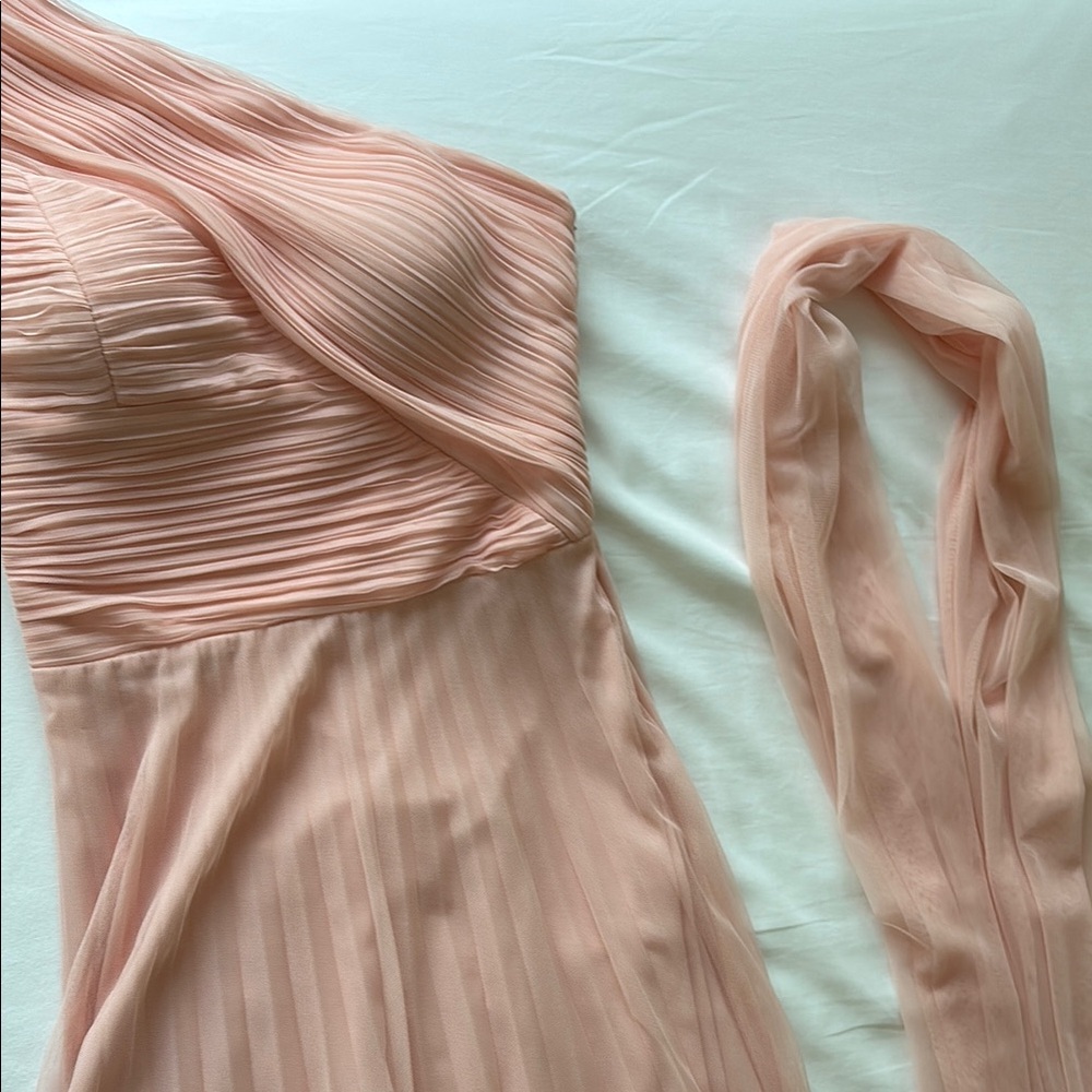 Pink One Shoulder Sleeveless Gown for Weddings